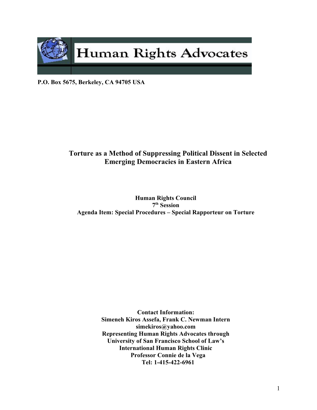 Torture As a Method of Suppressing Political Dissent in Selected Emerging Democracies