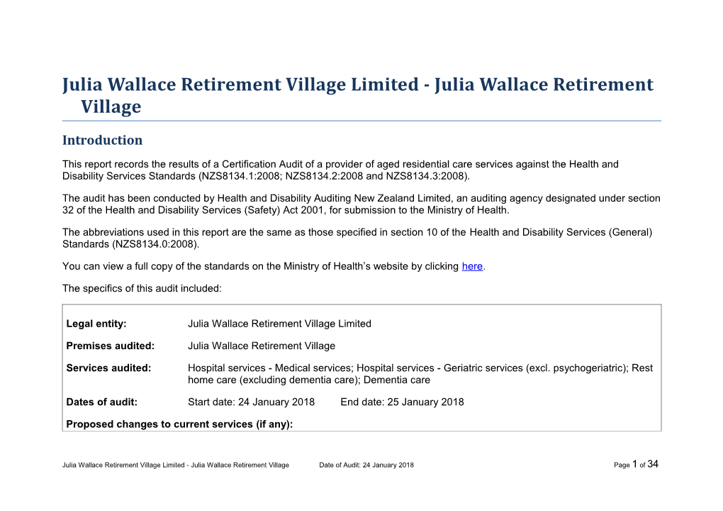 Julia Wallace Retirement Village Limited - Julia Wallace Retirement Village