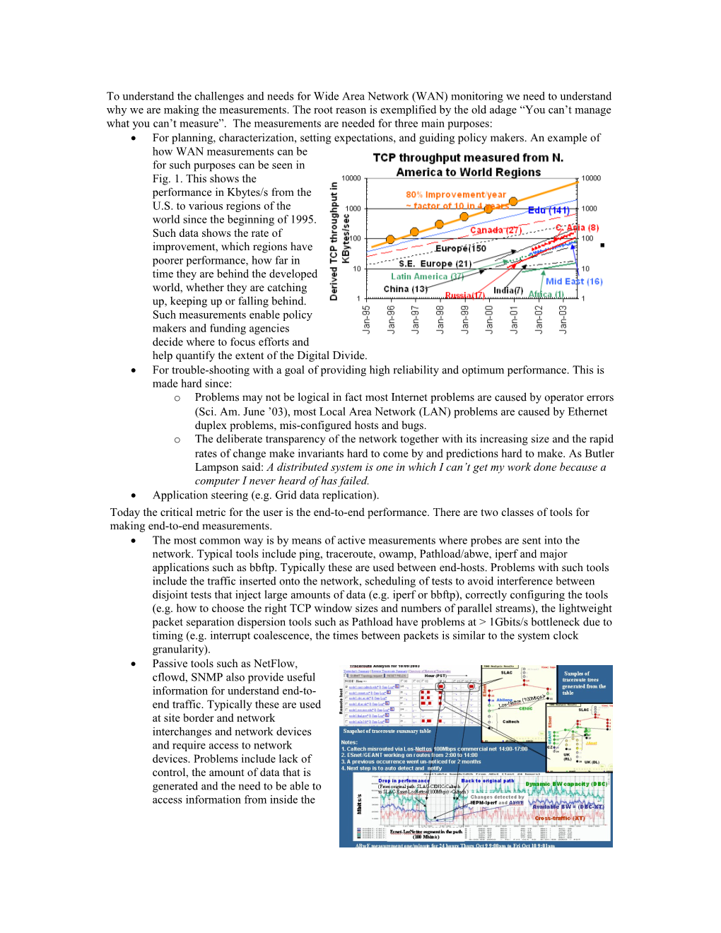 To Understand the Challenges and Needs for Wide Area Network (WAN) Monitoring We Need To