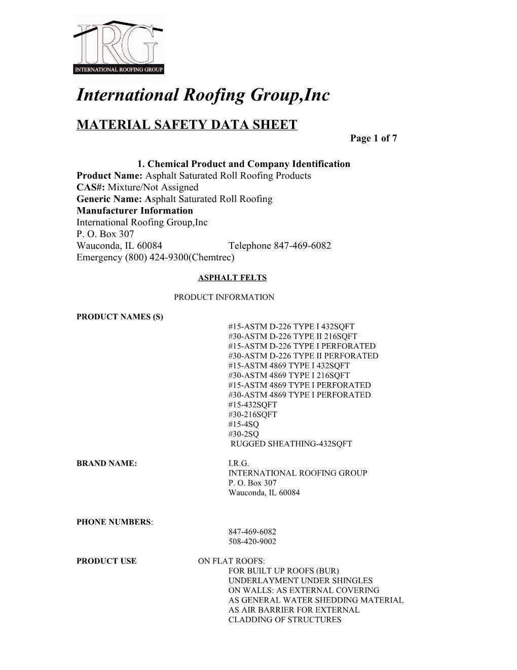 International Roofing Group,Inc