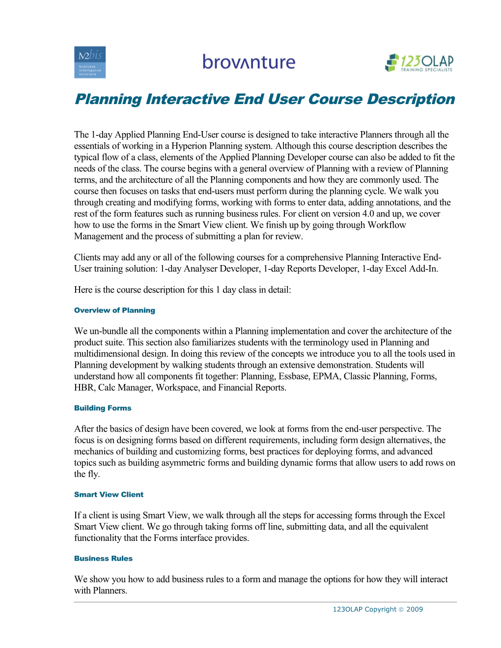 Planninginteractive End Usercourse Description