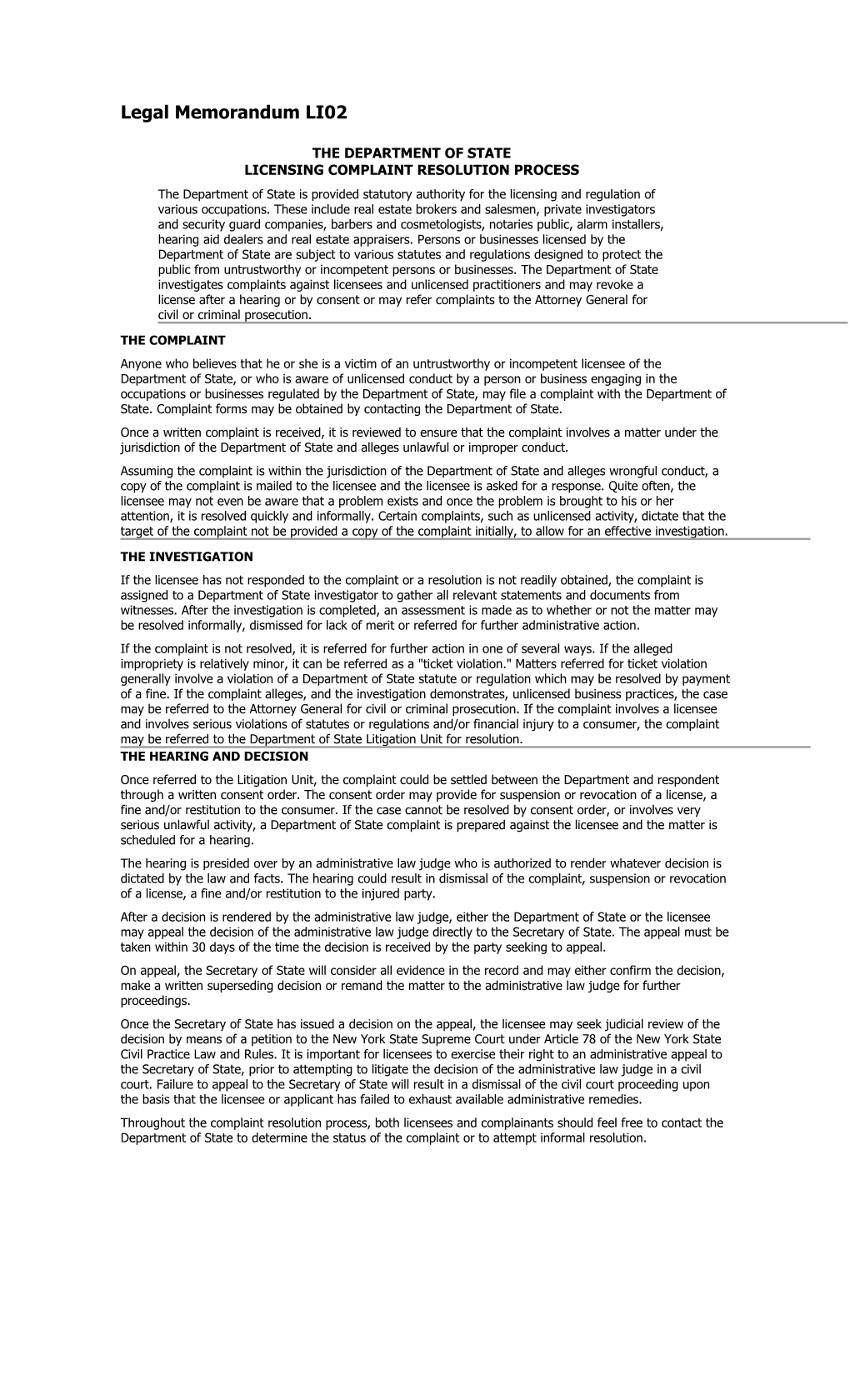 Legal Memorandum LI02