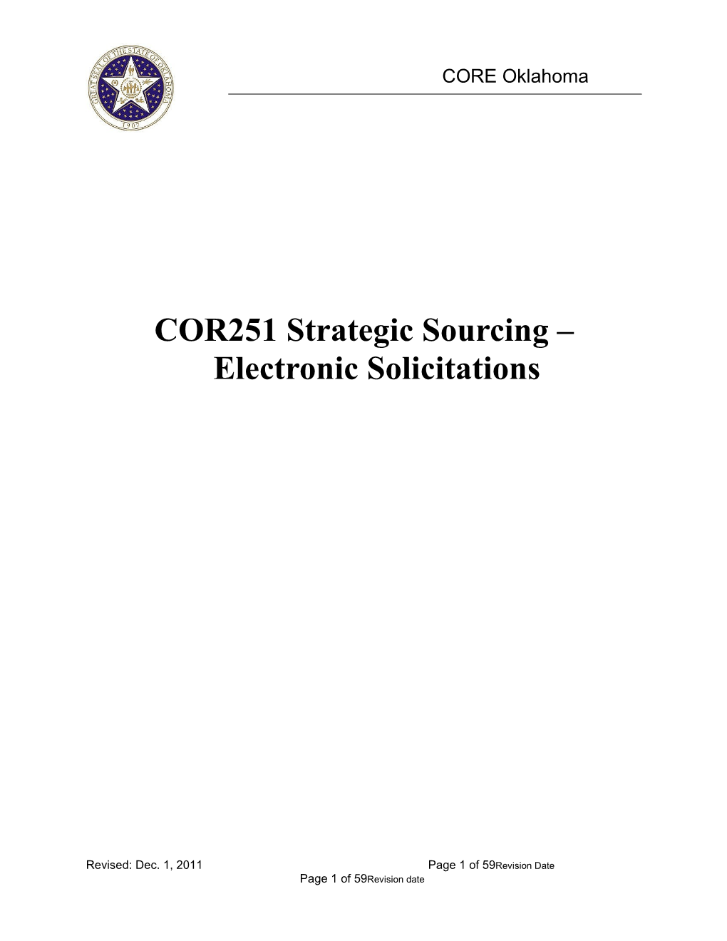 COR251 Strategic Sourcing Electronic Solicitations