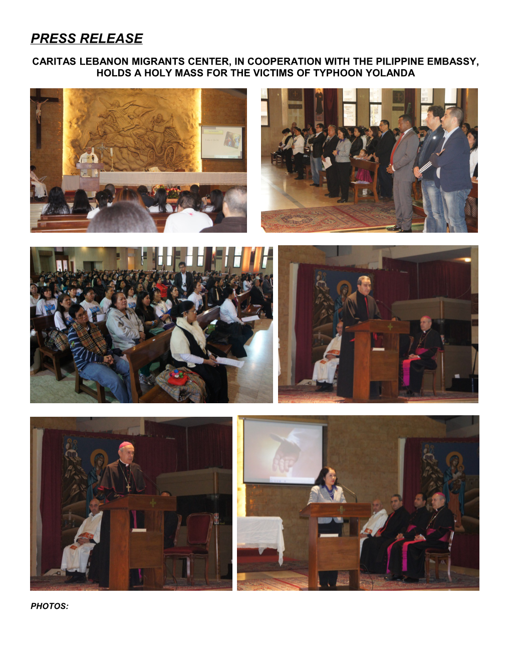 Caritas Lebanon Migrants Center, in Cooperation with the Pilippine Embassy, Holds a Holy