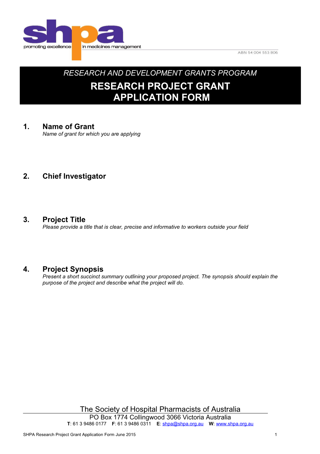 Cancer Fnd Grant Form