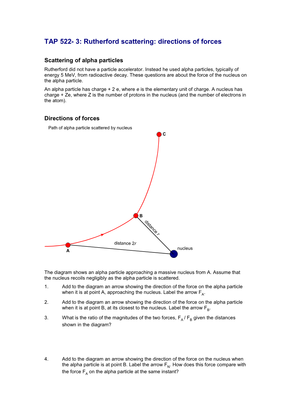 TAP 522- 3: Rutherford Scattering: Directions of Forces