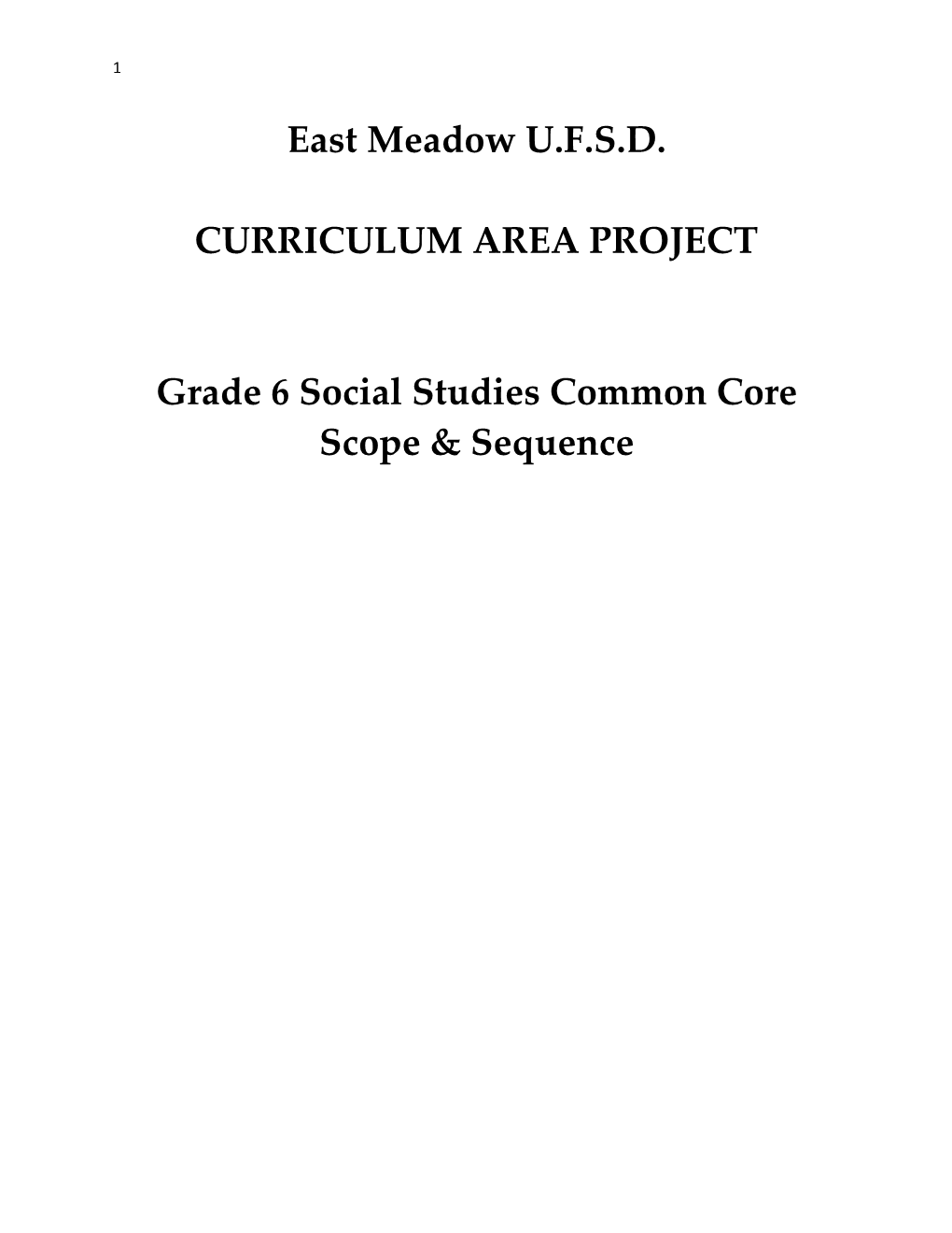 Grade 6 Social Studies Common Core Scope & Sequence