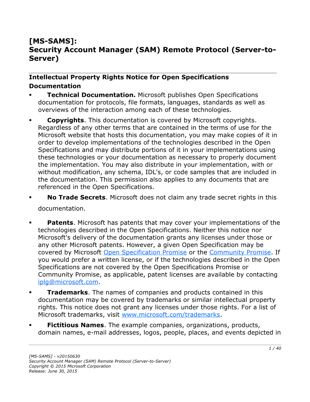 Security Account Manager (SAM) Remote Protocol (Server-To-Server)