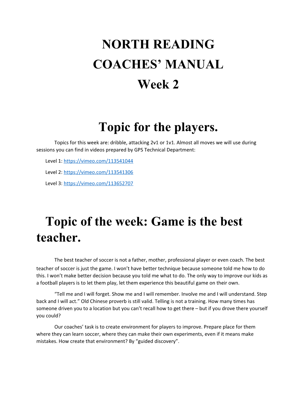 Topic for the Players