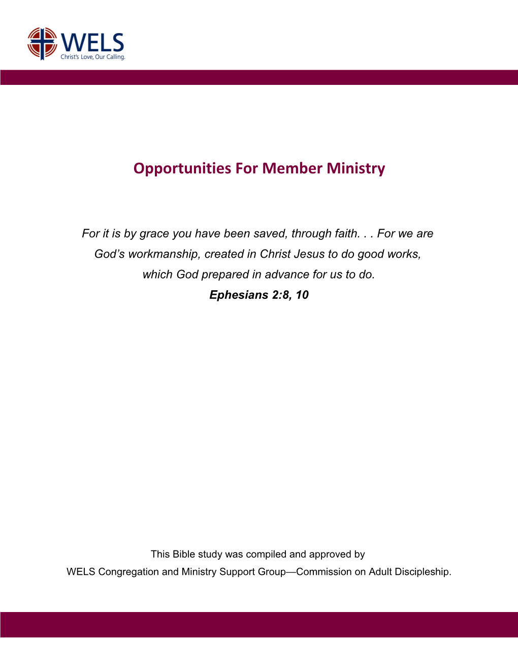 Opportunities for Member Ministry