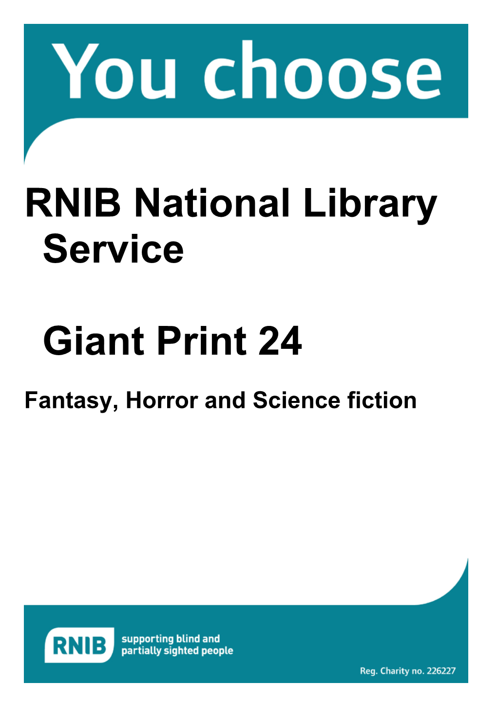 Horror, Fantasy and Science Fiction Book List for Giant Print (Word)