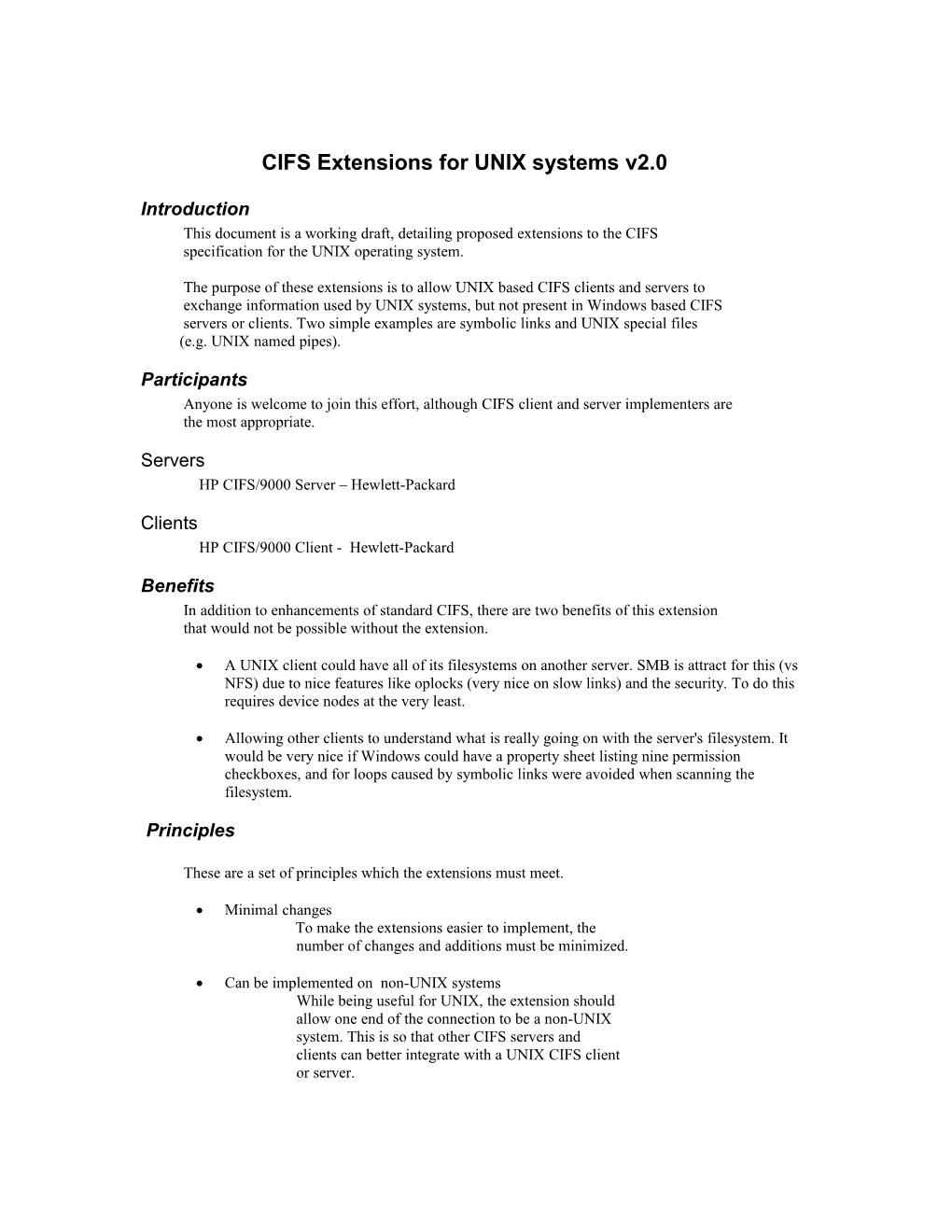 CIFS Extensions for UNIX Systems V1