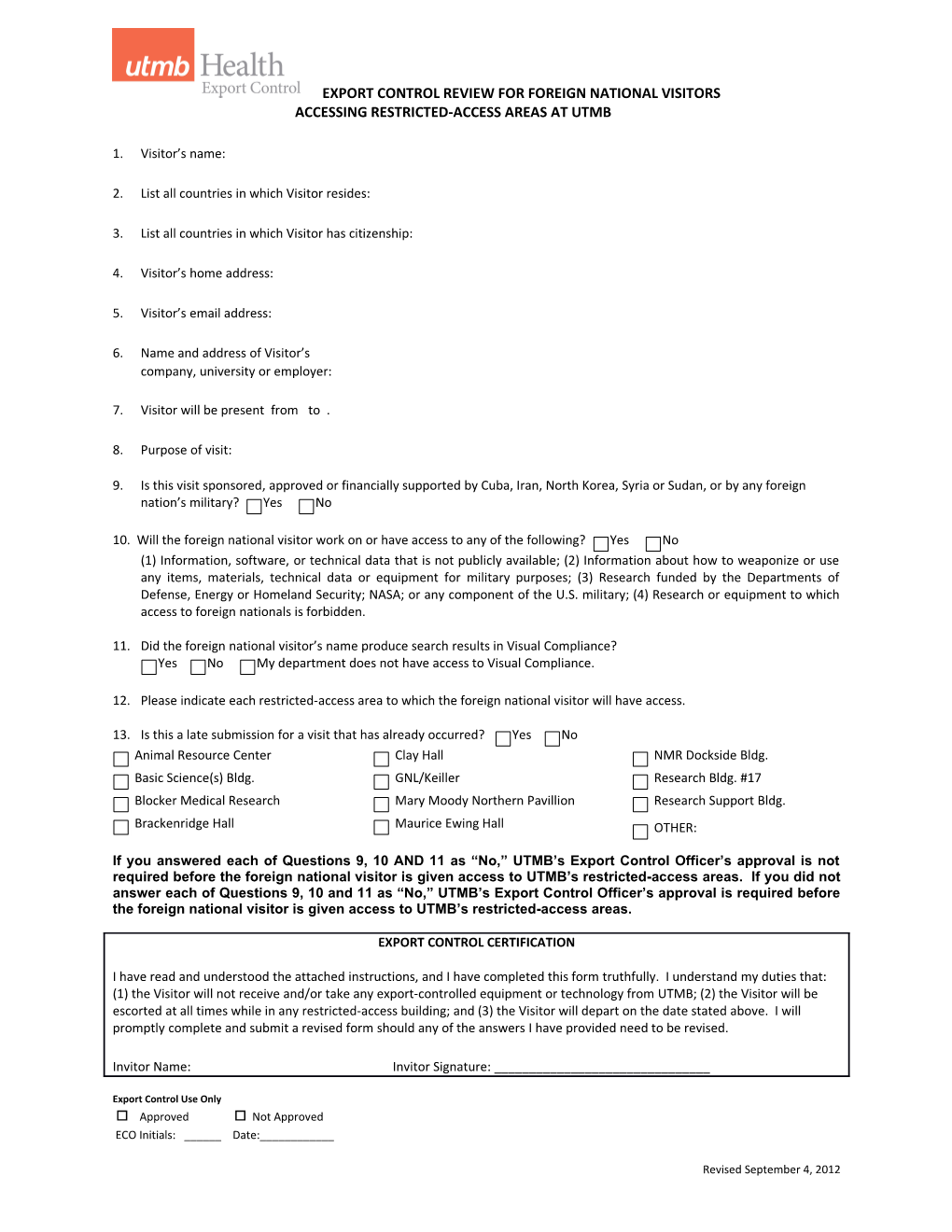 Accessing Restricted-Access Areas at Utmb