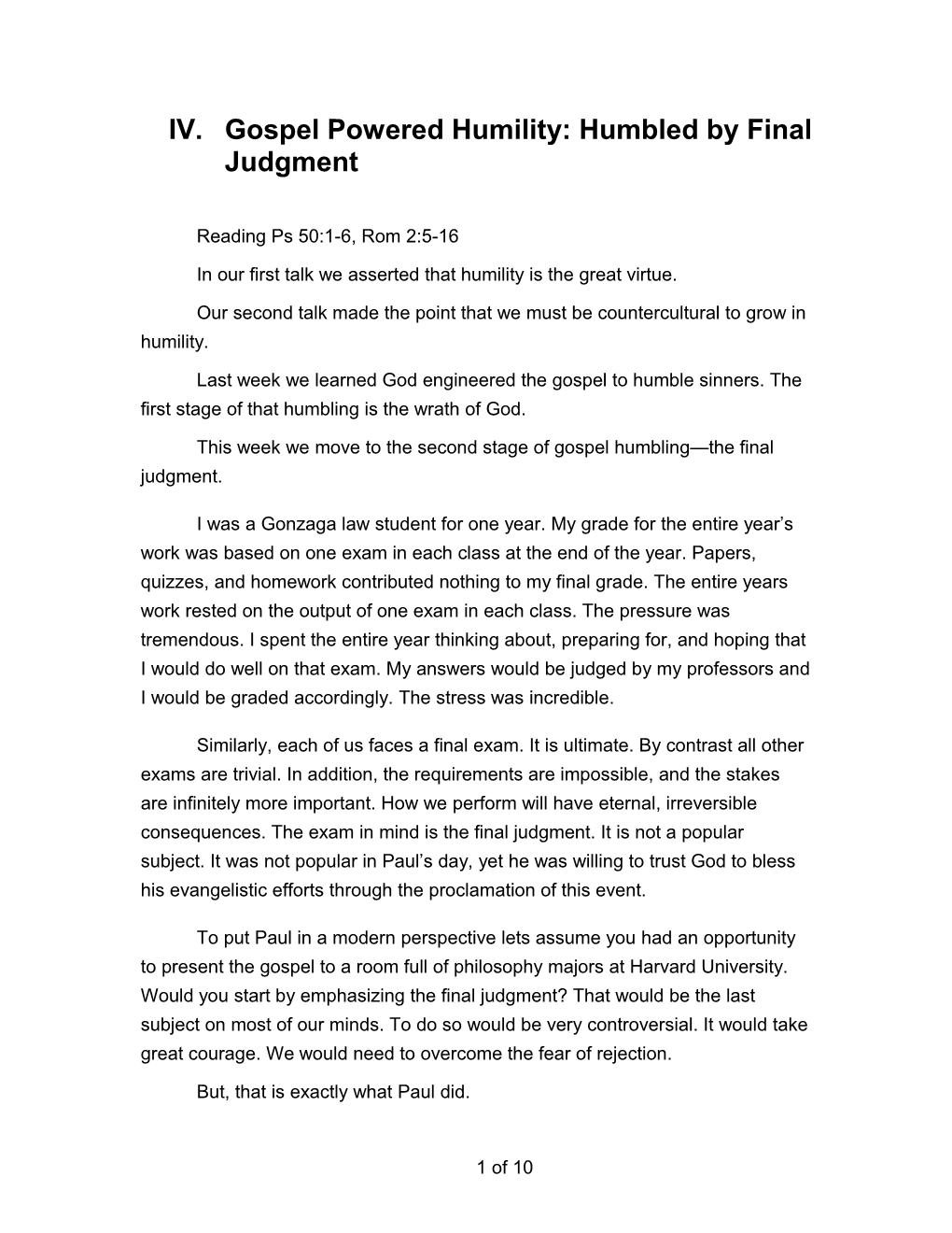 IV.Gospel Powered Humility: Humbled by Final Judgment