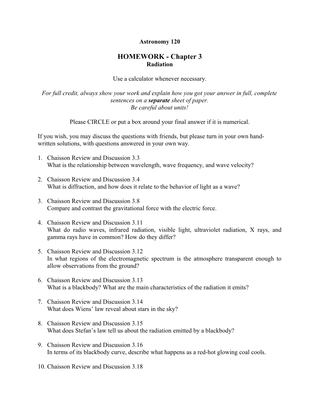 HOMEWORK - Chapter 3