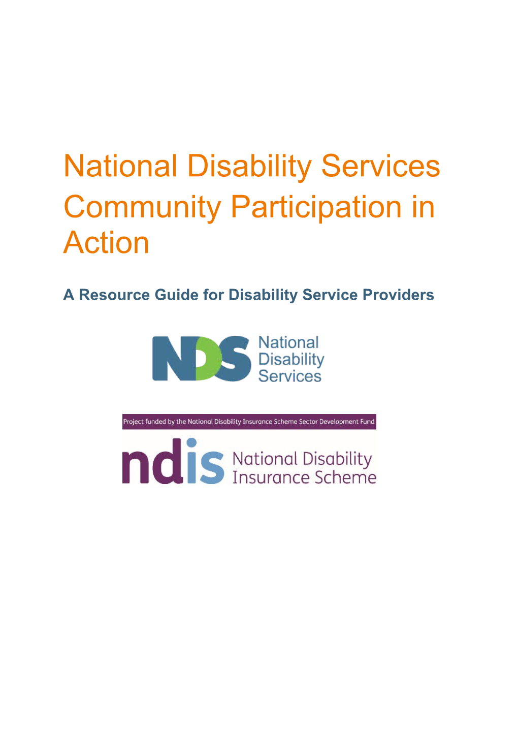 A Resource Guide for Disability Service Providers