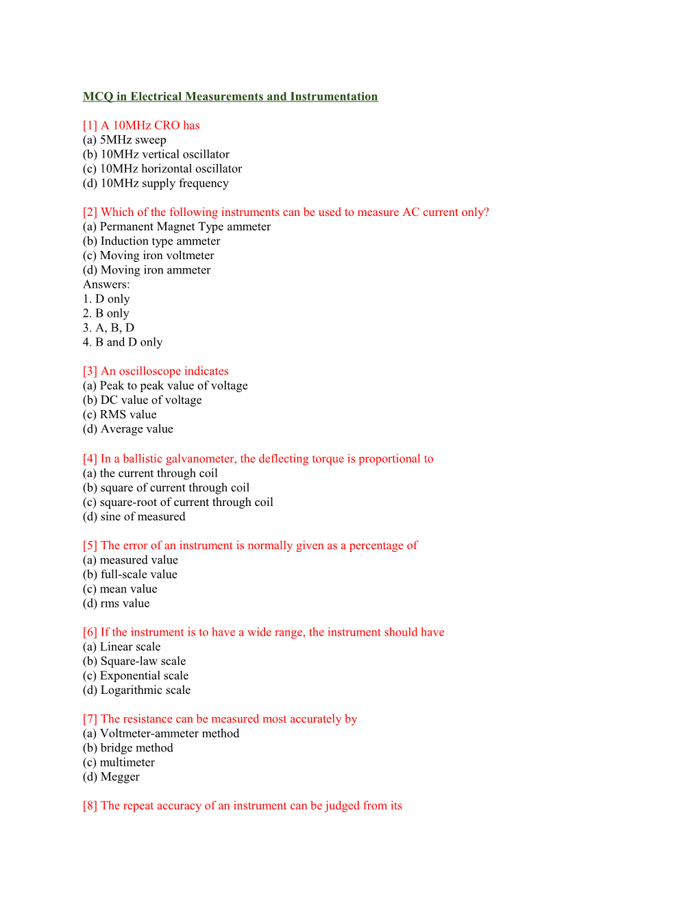 OBJECTIVE TYPE QUESTIONS-Electrical Machines