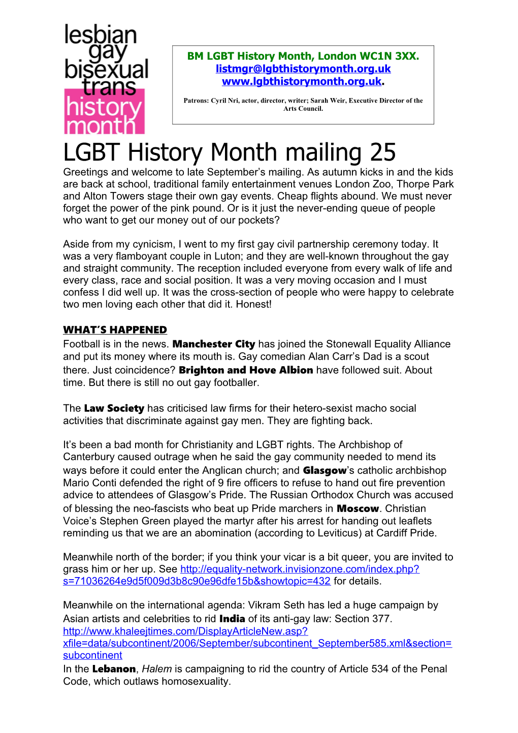 LGBT History Month Mailing 25