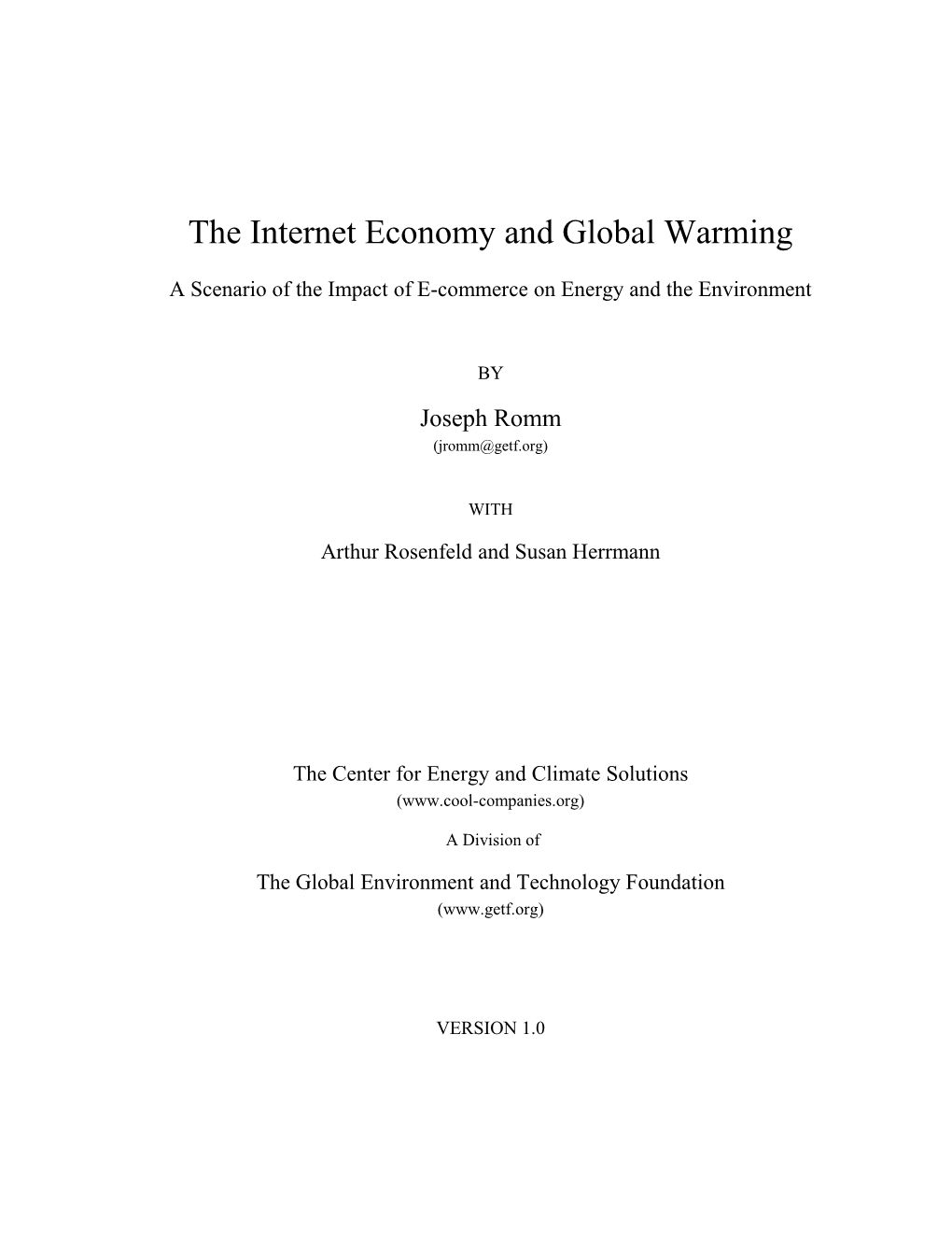 The Internet and Global Warming