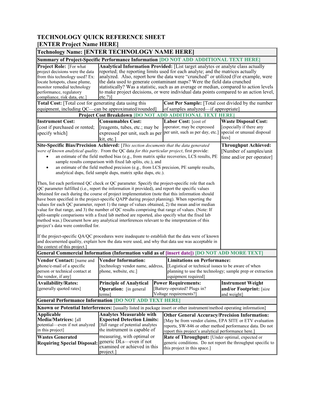 Technology Quick Reference Sheet