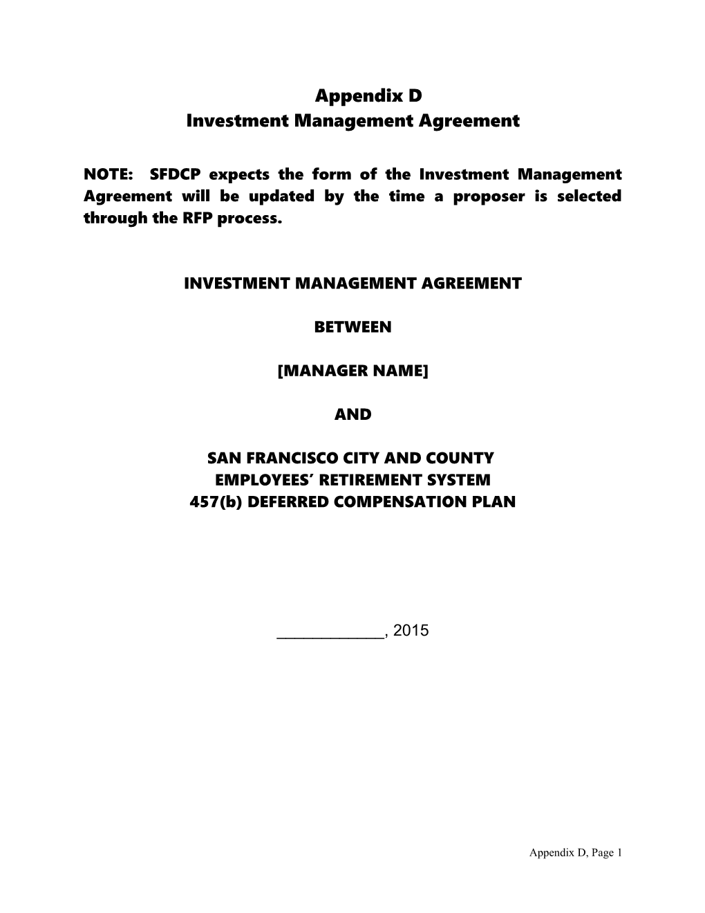 Investment Management Agreement