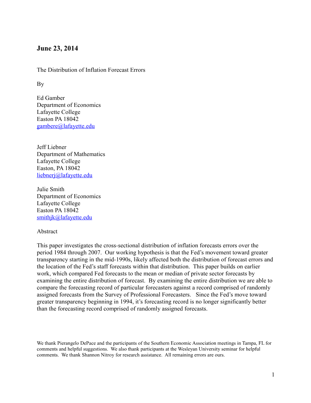 The Distribution of Inflation Forecast Errors