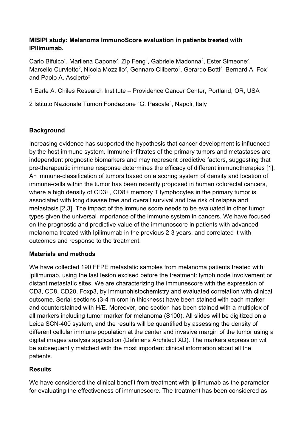 MISIPI Study: Melanoma Immunoscore Evaluation in Patients Treated with Ipilimumab