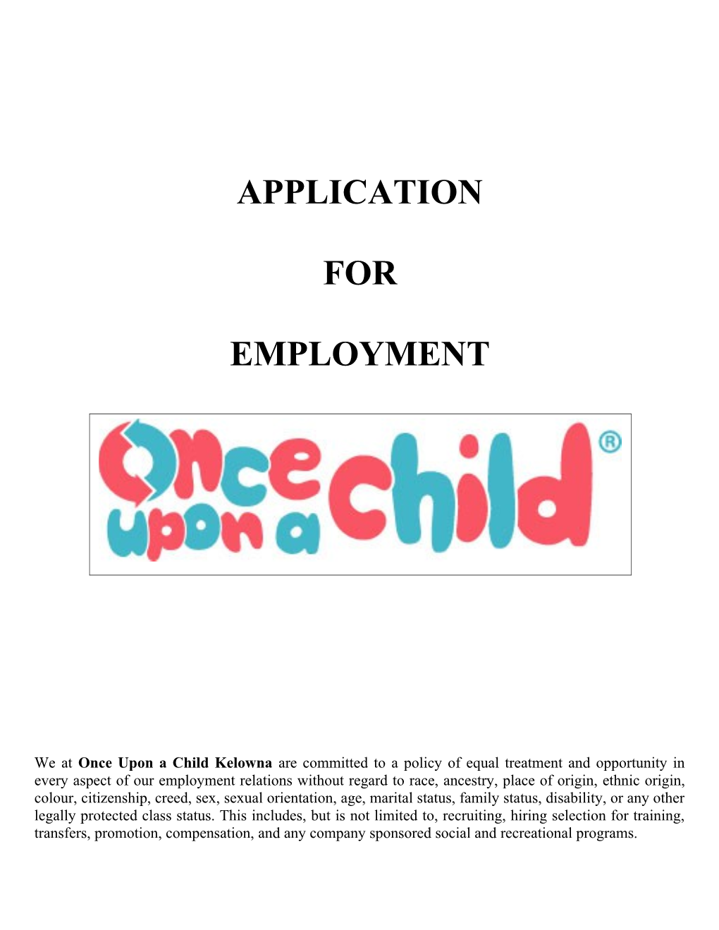 Canada Sample Job Application