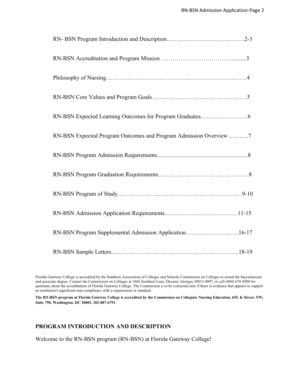 RN-BSN Admission Application-Page 1