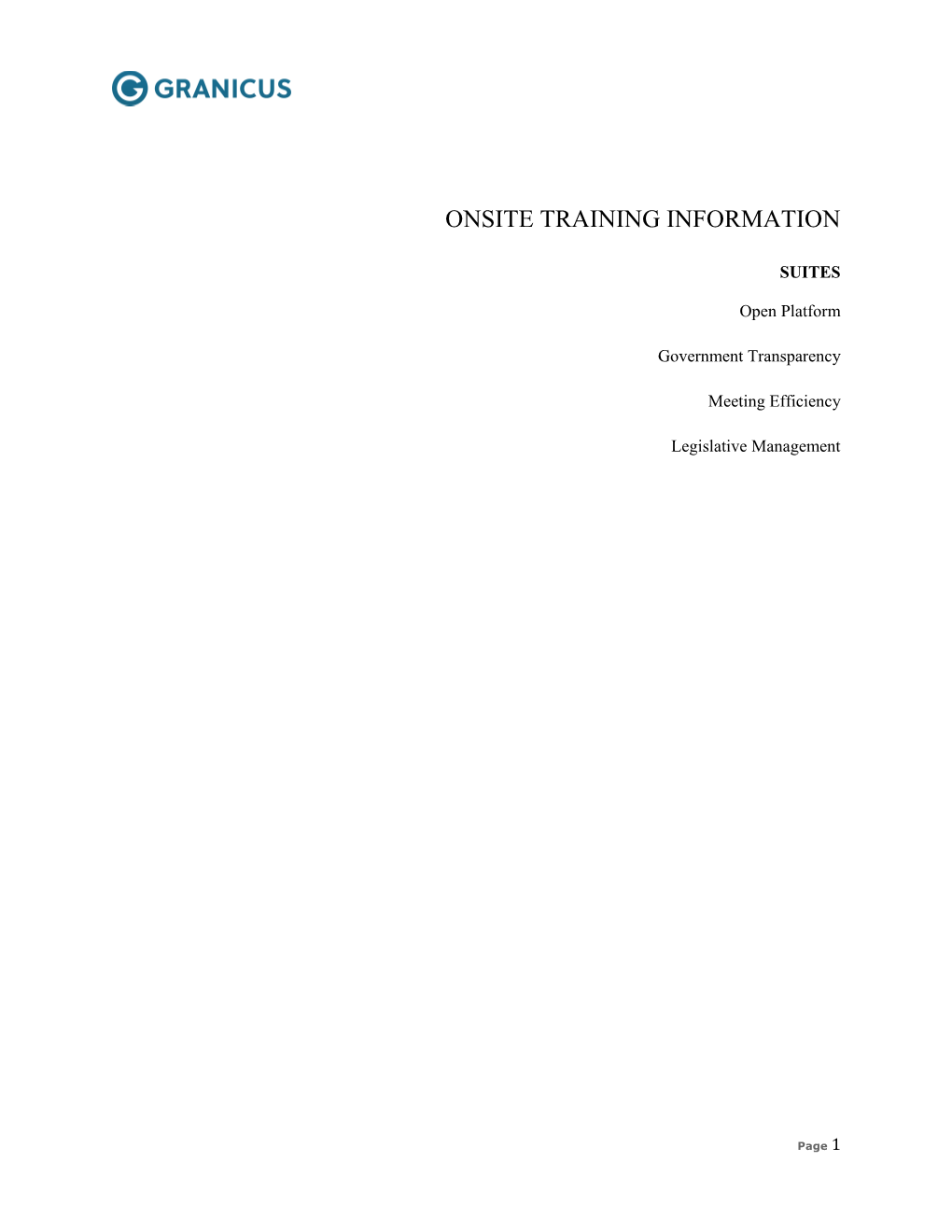 Onsite Training Information