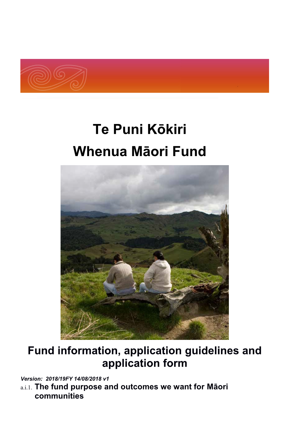 Fund Information, Application Guidelines and Application Form