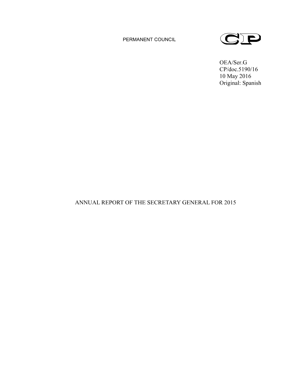 Annual Report of the Secretary General for 2015