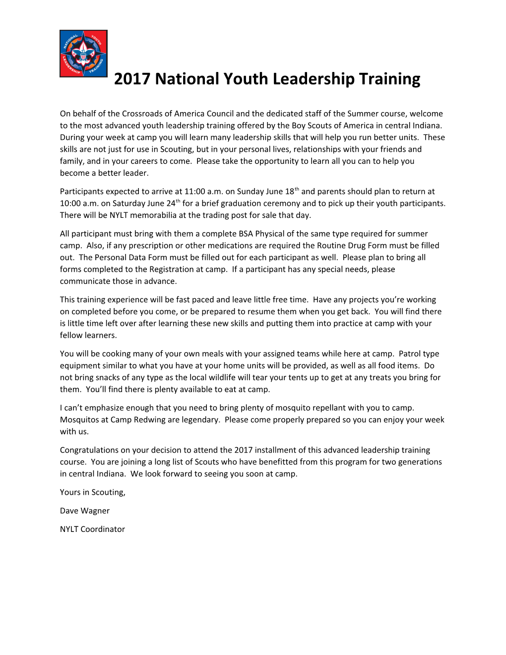 2017 National Youth Leadership Training