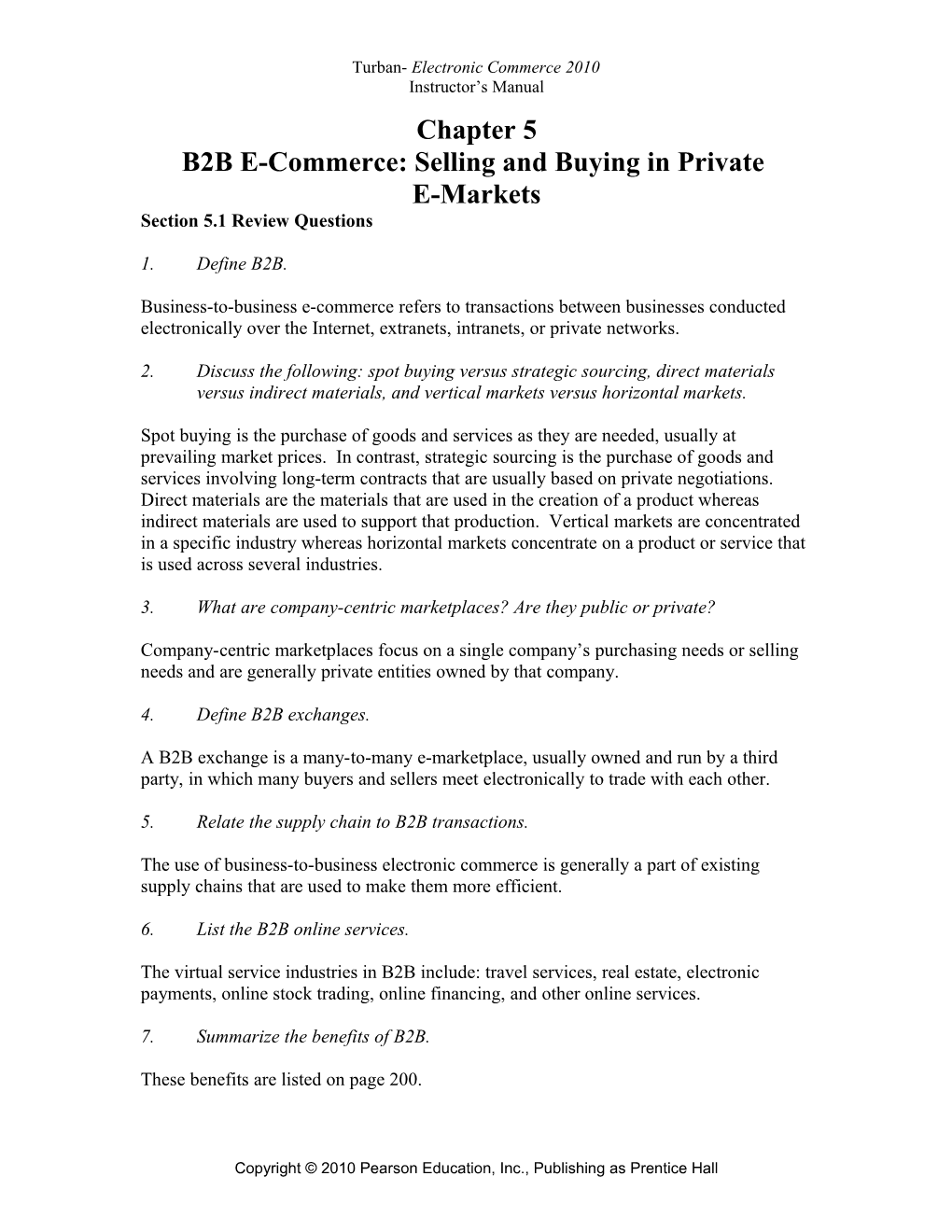 B2B E-Commerce: Selling and Buying in Private