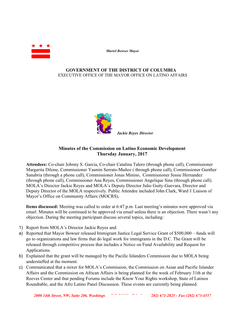 Minutes of the Commission on Latino Economic Development