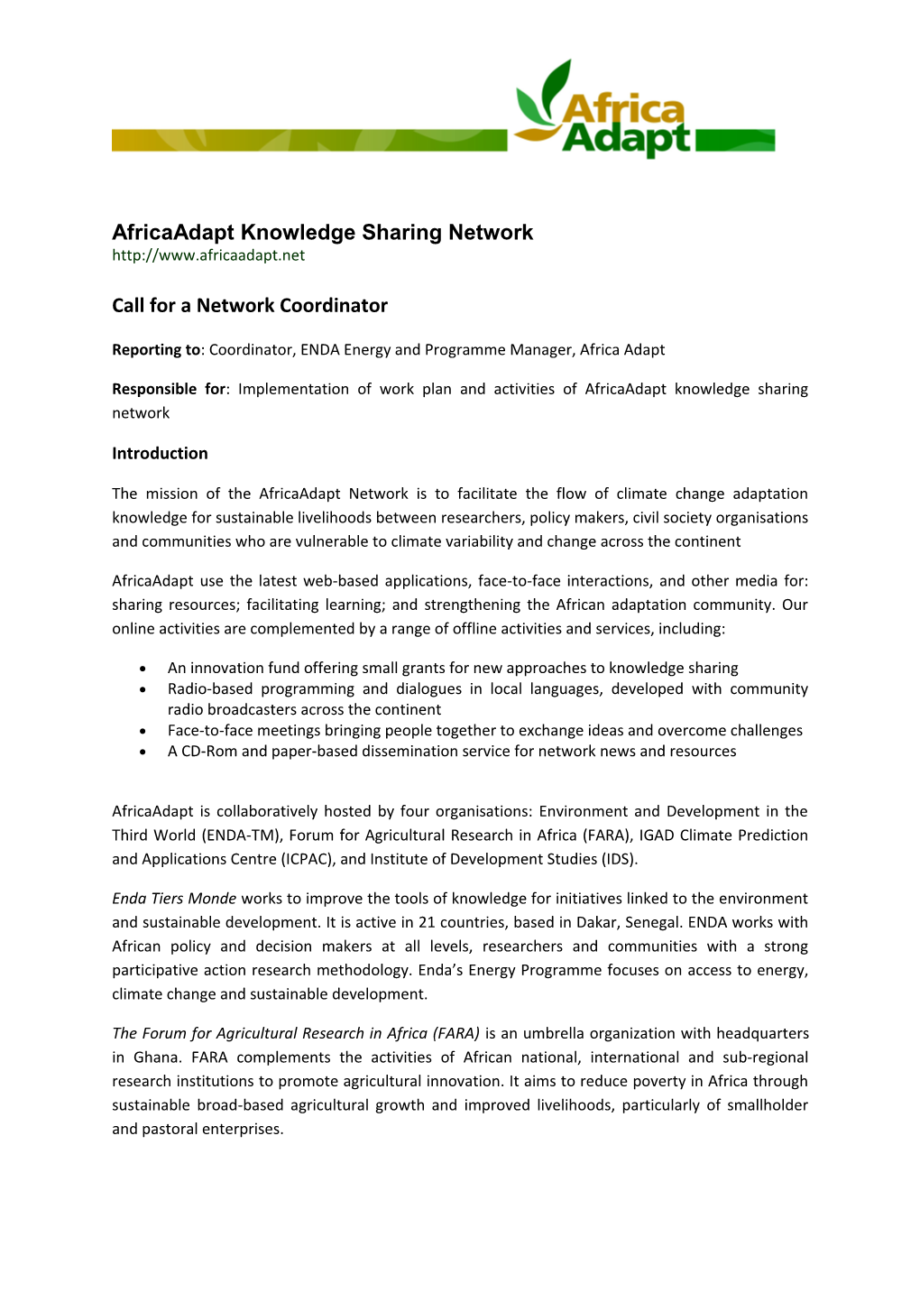 Africaadapt Knowledge Sharing Network