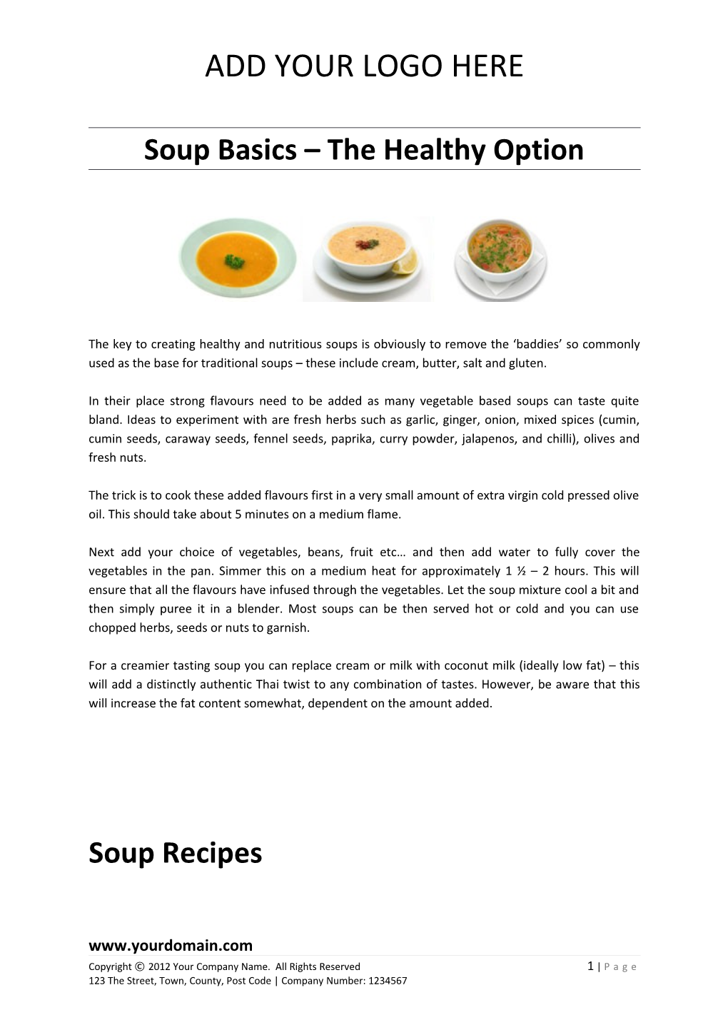 Soup Basics the Healthy Option