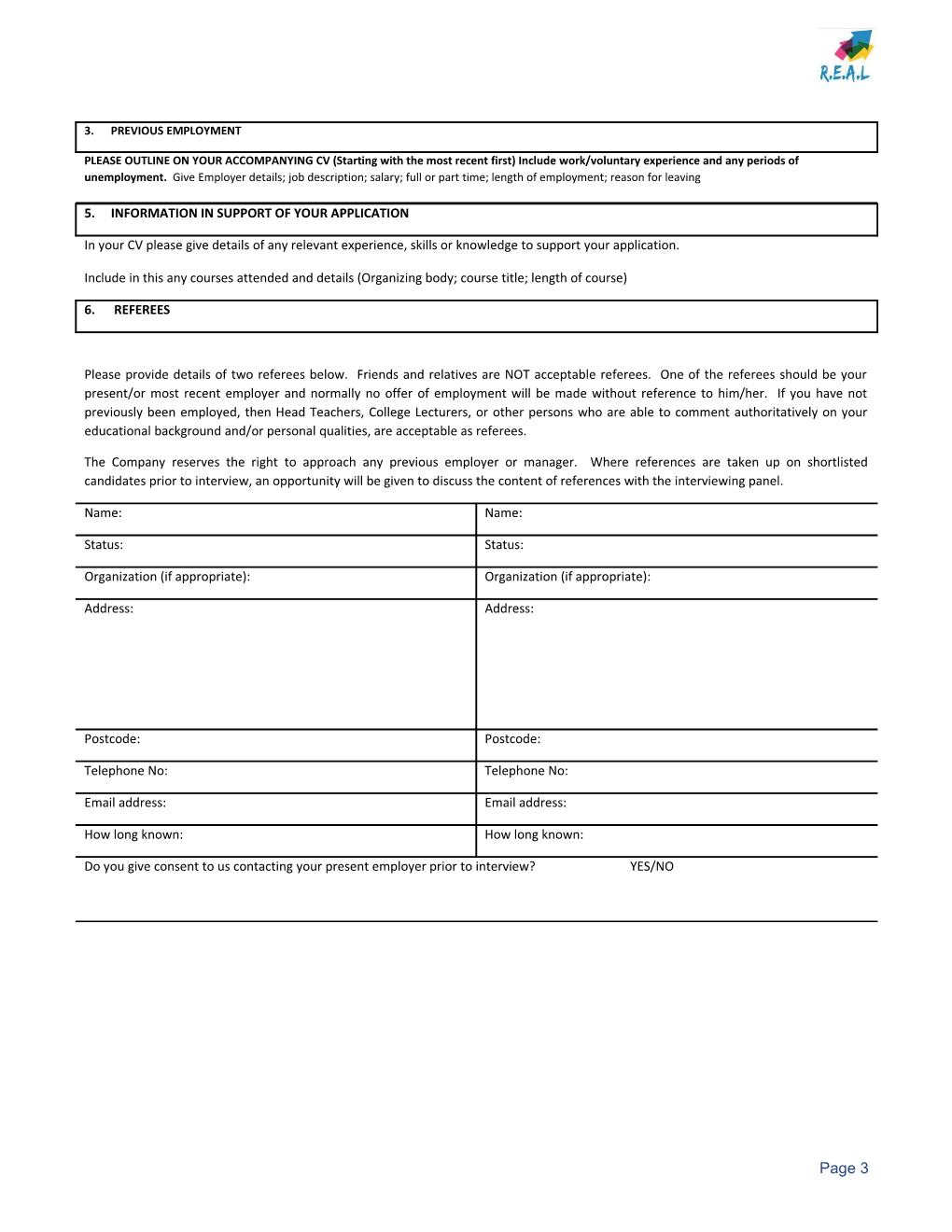 Equal Opportunities Employment Form