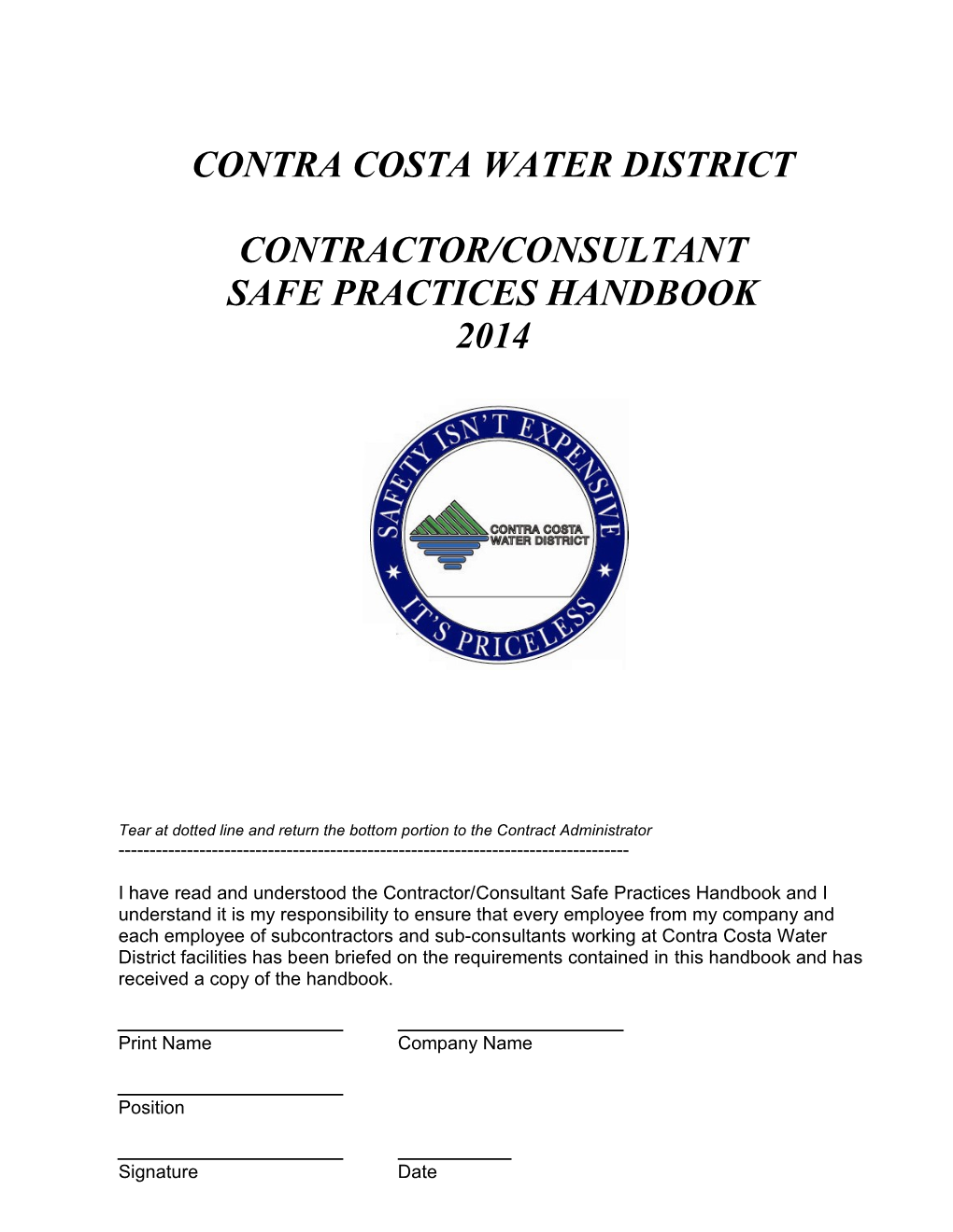 Contractor Safe Practices Handbook 2014