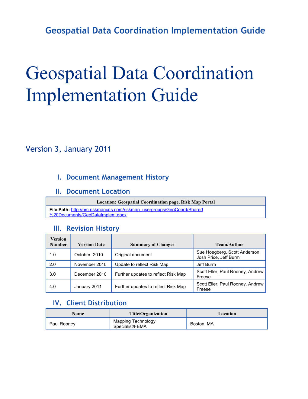 Geospatial Data Coordination Implementation Guide