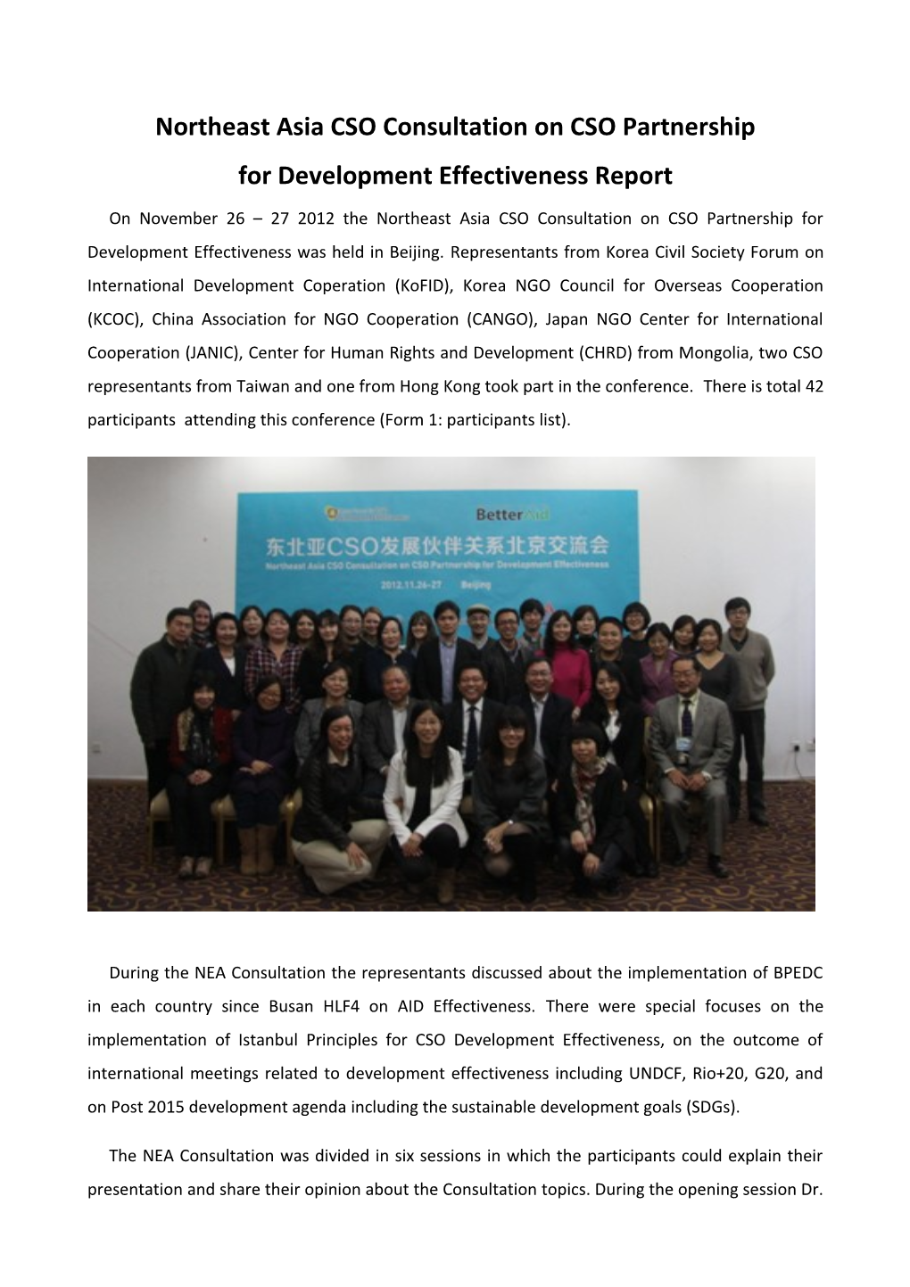 Northeast Asia CSO Consultation on CSO Partnership
