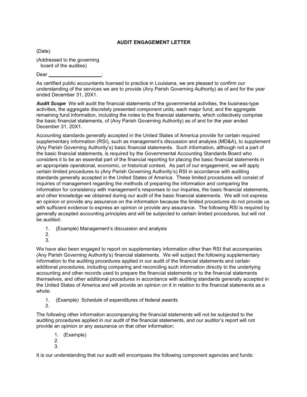 Audit Engagement Letter