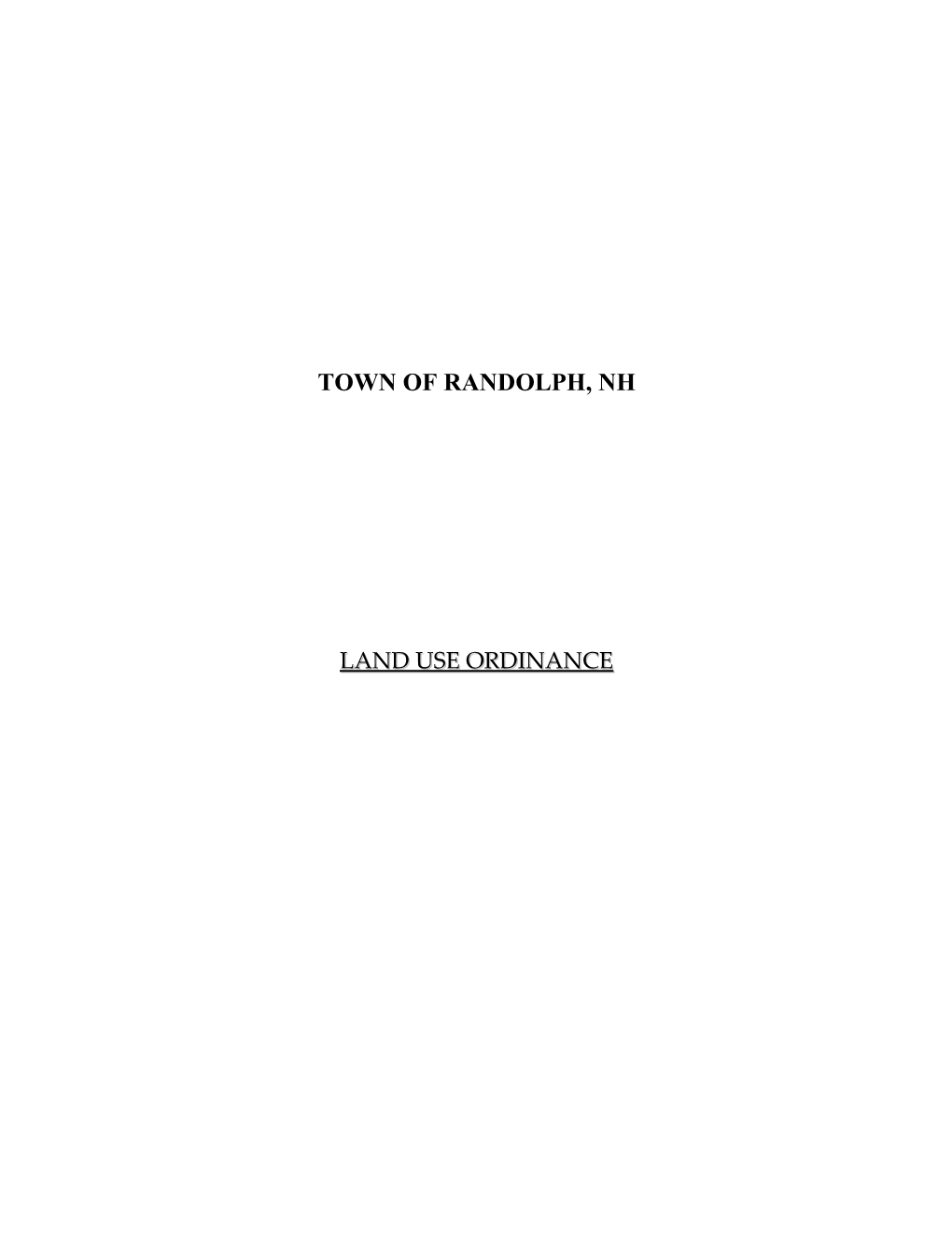 Town of Randolph, Nh