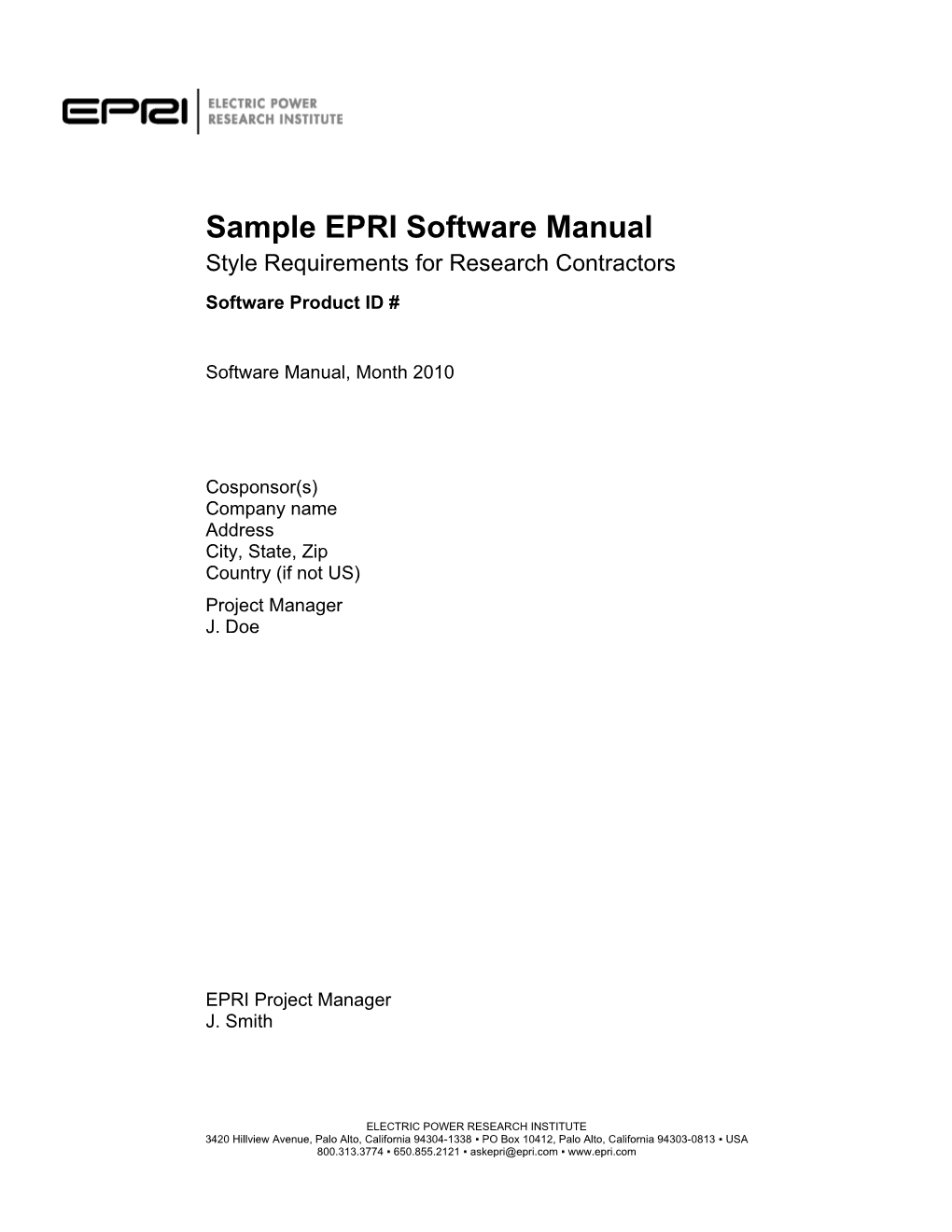 Sample EPRI Software Manual