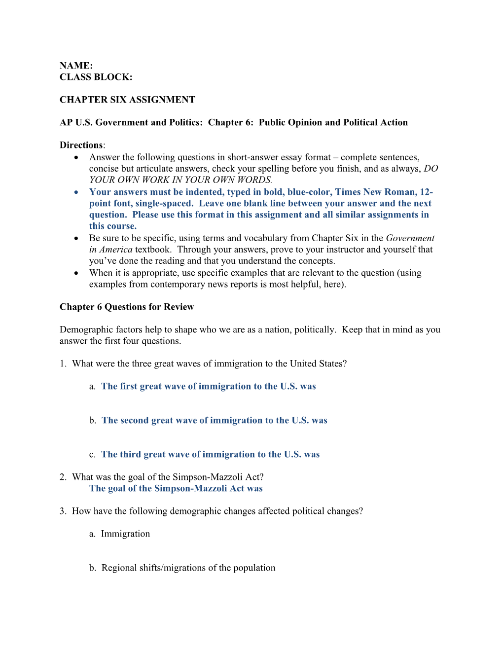 AP U.S. Government and Politics: Chapter 6: Public Opinion and Political Action