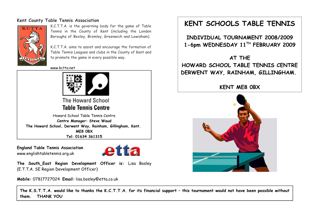 Kent Schools Table Tennis