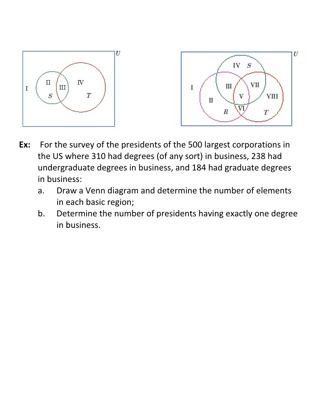 A.Draw a Venn Diagram and Determine the Number of Elements in Each Basic Region;