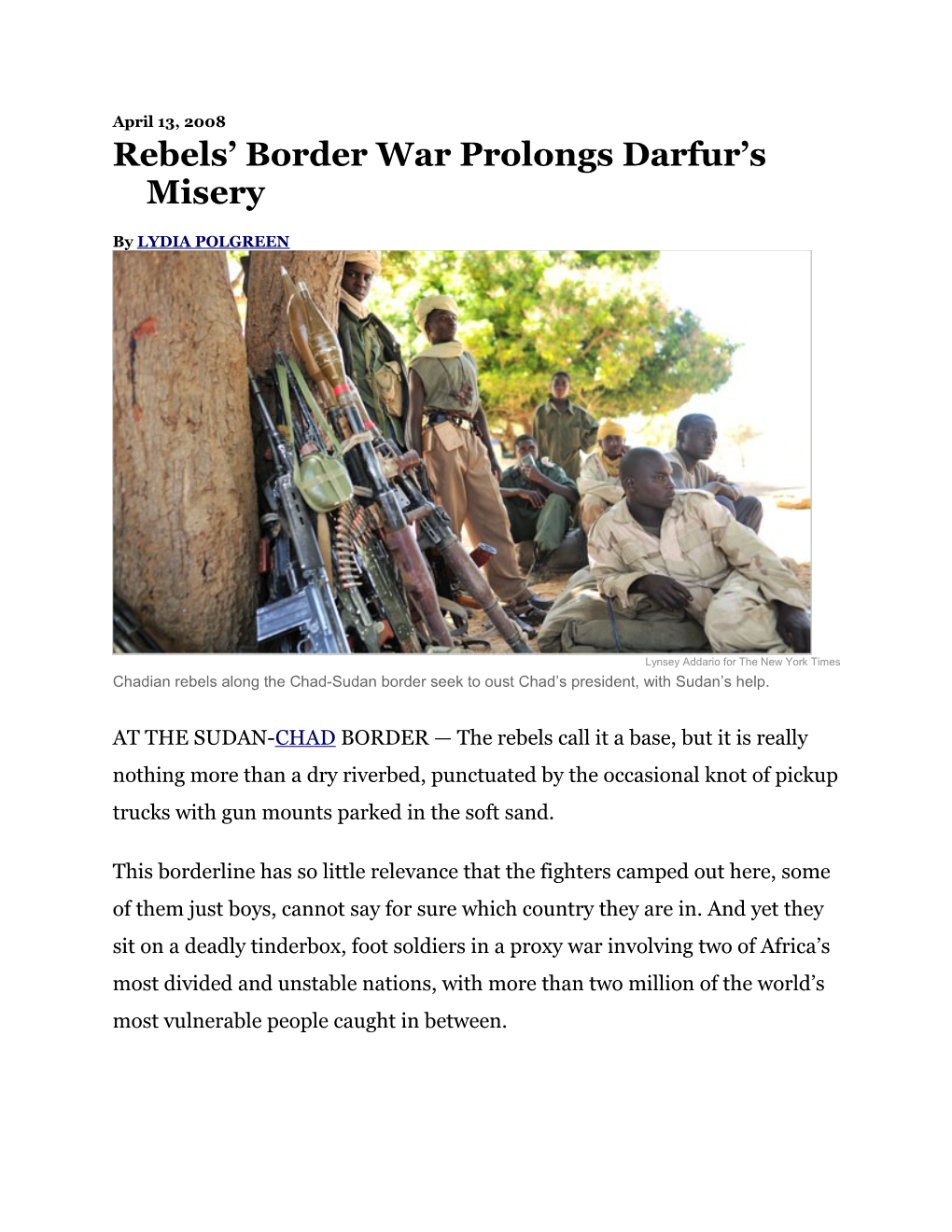 Rebels Border War Prolongs Darfur S Misery