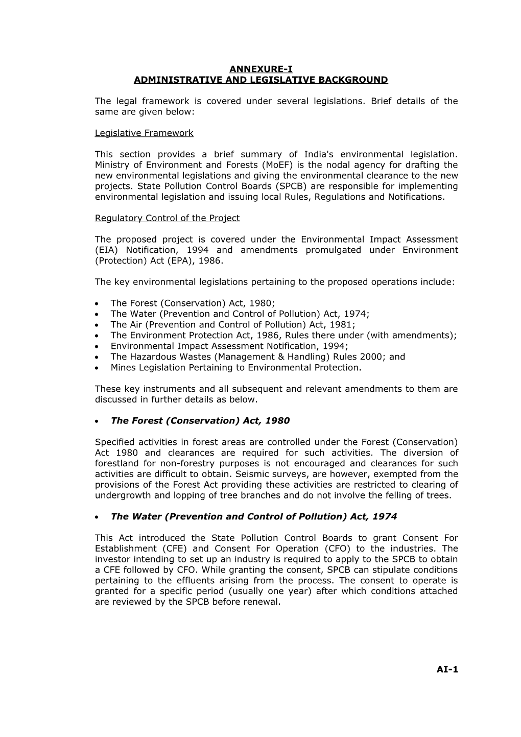 Administrative and Legislative Background