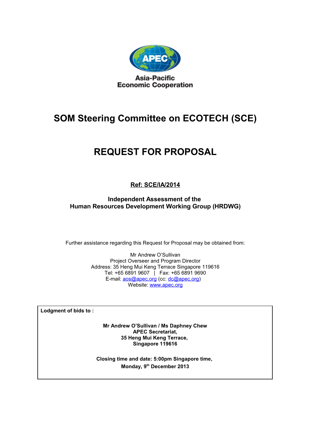 SOM Steering Committee on ECOTECH (SCE)